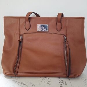 JM New York Large Leather Travel Tote Bag